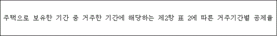 @@LATEX@@주택으로보유한기간중거주한기간에해당하는제2항표2에따른거주기간별공제율@@/LATEX@@