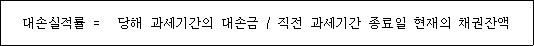 @@LATEX@@대손실적률 = 당해과세기간의대손금/ 직전과세기간종료일현재의채권잔액@@/LATEX@@