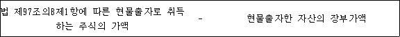 @@LATEX@@법제97조의8제1항에따른현물출자로취득하는주식의가액- 현물출자한자산의장부가액@@/LATEX@@