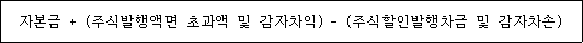 자본금 + (주식발행액면 초과액 및 감자차익) - (주식할인발행차금 및 감자차손)