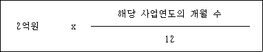 2억원 x 해당 사업연도의 개월 수 12