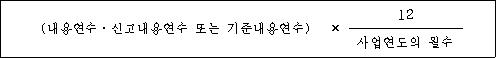 (내용연수ㆍ신고내용연수 또는 기준내용연수) × 12 사업연도의 월수