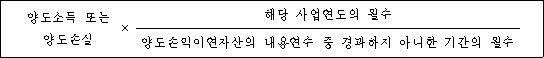 양도소득 또는 × 해당 사업연도의 월수 양도손실 양도손익이연자산의 내용연수 중 경과하지 아니한 기간의 월수