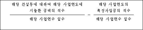 해당 건설등에 대하여 해당 사업연도에 - 해당 사업연도의 지출한 금액의 적수 특정차입금의 적수 해당 사업연수 일수 해당 사업연수 일수