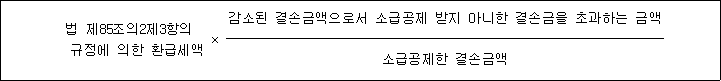 법 제85조의2제3항의 × 감소된 결손금액으로서 소급공제 받지 아니한 결손금을 초과하는 금액 규정에 의한 환급세액 소급공제한 결손금액